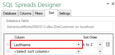 Sorting rows from SQL Server – SQL Spreads Help