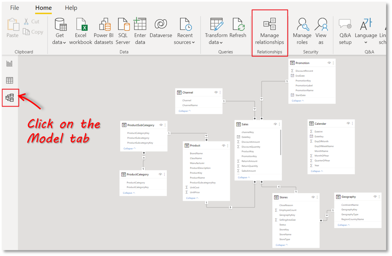 Power BI Fact and Dimension Tables SQL Spreads