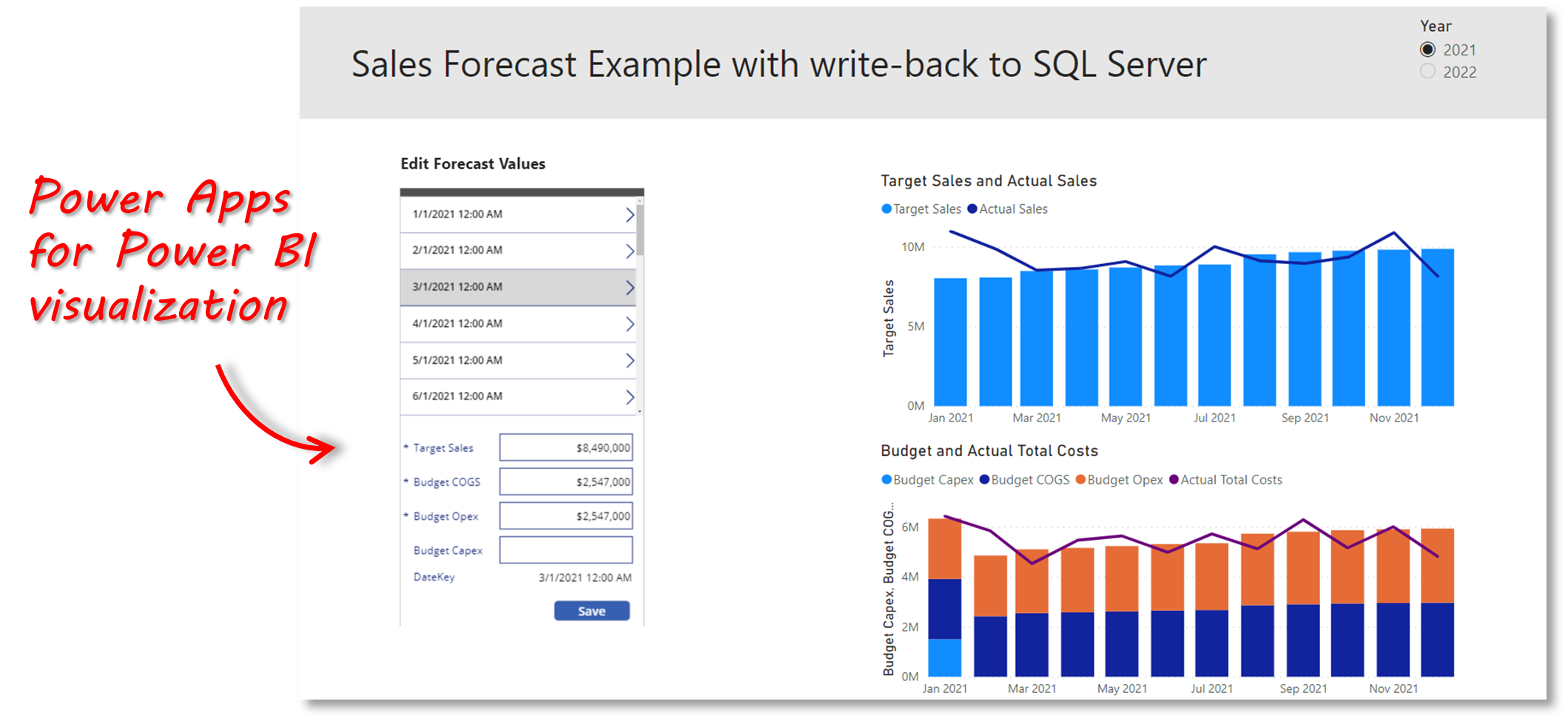 Power BI Report showing Power Apps visualization