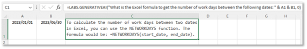 AI In Excel - GenerativeAI Help with formulas