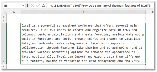 AI In Excel - GenerativeAI Public Information