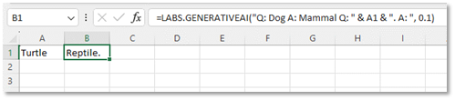 AI In Excel - GenerativeAI Response based on sample