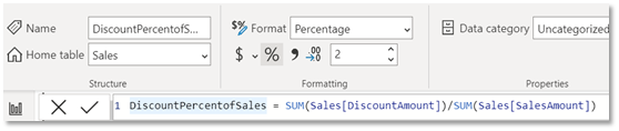 Discounted Percent of Sales DAX formula