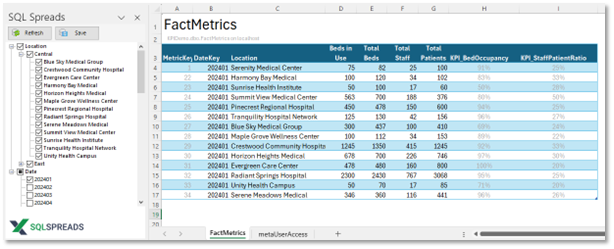 Screenshot showing the completed KPI Collection System in Excel