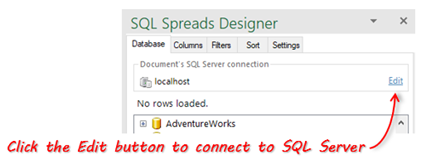 Open the SQL Server connection dialog