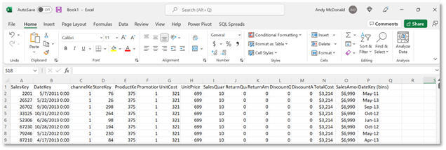 Power BI Dataset Copy Table Paste in Excel