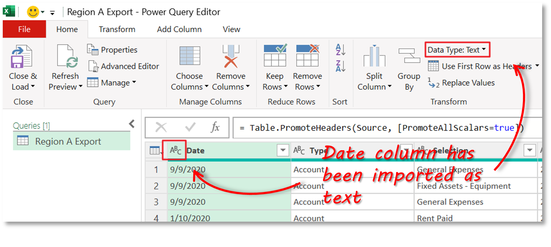 Power Query Date Column Is Text