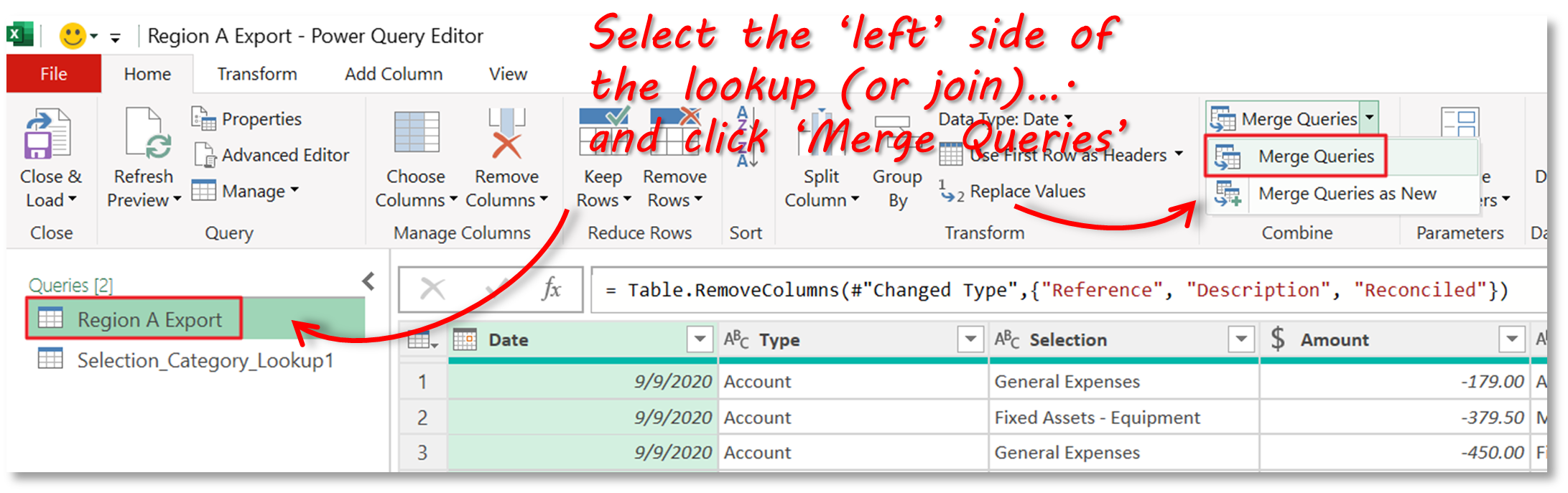 Power Query Merge button