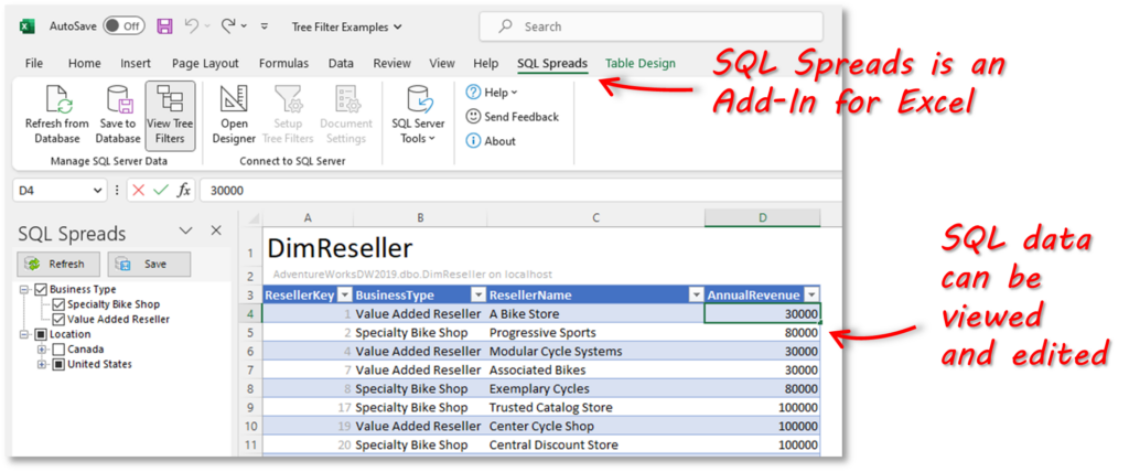 SQL Spreads - an alternative to Access database