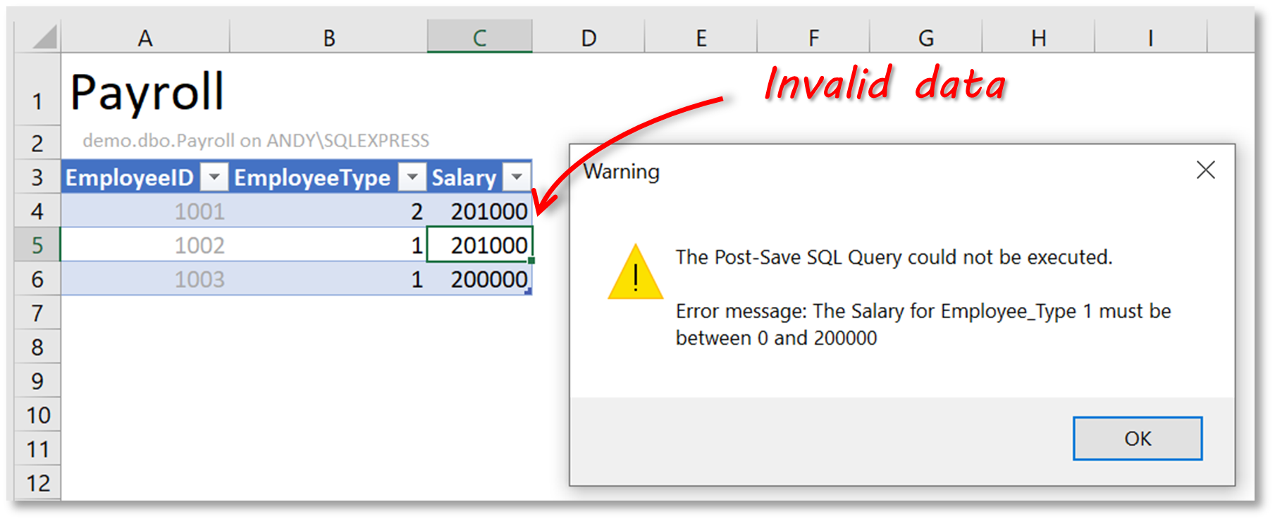 SQL Spreads Post-Save Warning Message