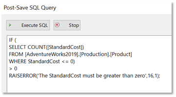 SQL Spreads Post Save Query