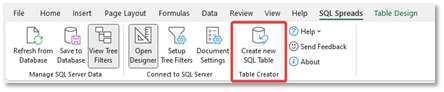 SQL Spreads Table Creator