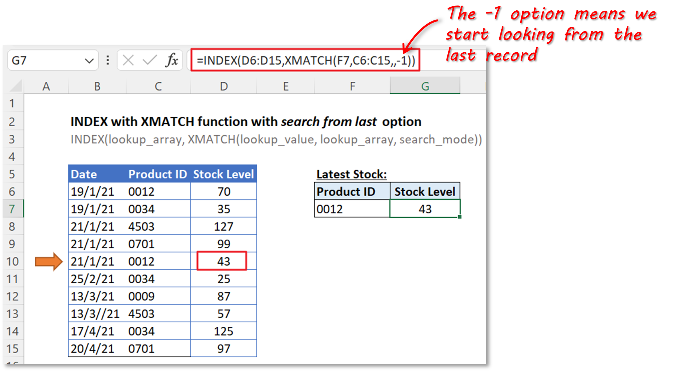 XMATCH with index and search from last