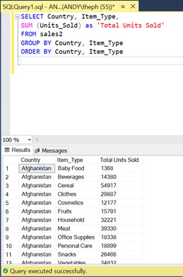 SSMS - Query - sales total